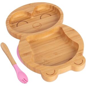 Tiny Dining Bamboo Weaning Plate & Fork - Penguin - Divided Toddler Dining Set in Pink Pink Tiny Dining Bamboo Weaning Plate & Fork - Penguin - Divided Toddler Dining Set in Pink Pink
