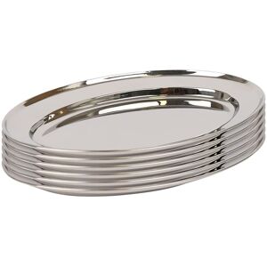 Argon Tableware Oval Stainless Steel Serving Platters - 25cm x 67cm - Pack of 6 in Silver Size: 25 cm x 67 cm Silver 25 cm x 67 cm Argon Tableware Oval Stainless Steel Serving Platters - 25cm x 67cm - Pack of 6 in Silver Size: 25 cm x 67 cm Silver 25 cm x 67 cm