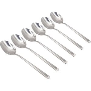 Argon Tableware Tondo Stainless Steel Dessert Spoons - 21cm - Pack of 6 in Silver Silver Argon Tableware Tondo Stainless Steel Dessert Spoons - 21cm - Pack of 6 in Silver Silver