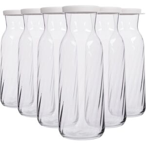 LAV Fonte Optic Glass Carafes - 1.2L - White Lid - Pack of 6 in Clear Clear LAV Fonte Optic Glass Carafes - 1.2L - White Lid - Pack of 6 in Clear Clear
