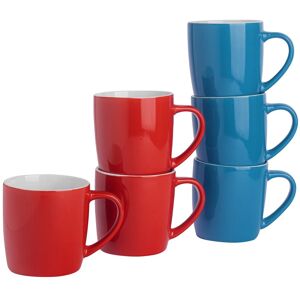 Argon Tableware 6x Coloured Coffee Mugs - 350ml - Red/Blue - Durable Stoneware Latte Tea Cup Multicolor Argon Tableware 6x Coloured Coffee Mugs - 350ml - Red/Blue - Durable Stoneware Latte Tea Cup Multicolor