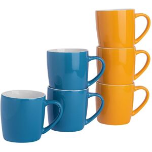 Argon Tableware 6x Coloured Coffee Mugs - 350ml - Blue/Yellow - Durable Stoneware Latte Tea Cup Multicolor Argon Tableware 6x Coloured Coffee Mugs - 350ml - Blue/Yellow - Durable Stoneware Latte Tea Cup Multicolor
