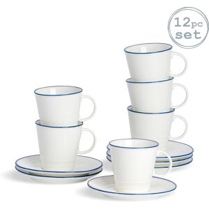 Nicola Spring 12 Piece White Farmhouse Espresso Cup & Saucer Set - 90ml White Nicola Spring 12 Piece White Farmhouse Espresso Cup & Saucer Set - 90ml White