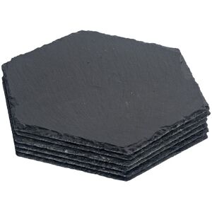 Argon Tableware Hexagonal Slate Placemats - Set of 6 Stone Serving Dining Table Mats in Black Black Argon Tableware Hexagonal Slate Placemats - Set of 6 Stone Serving Dining Table Mats in Black Black