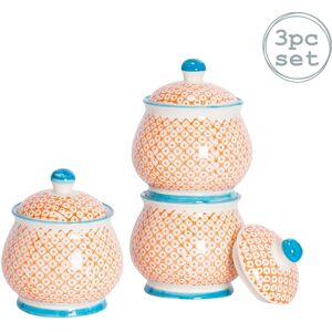 Nicola Spring Patterned Sugar Bowls with Lid - Blue - 3x Kitchen Storage Jar Sugar Pot in Orange Orange Nicola Spring Patterned Sugar Bowls with Lid - Blue - 3x Kitchen Storage Jar Sugar Pot in Orange Orange