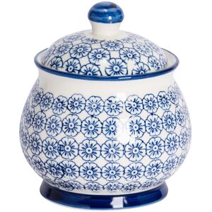 Nicola Spring Patterned Sugar Bowl with Lid - Navy - Kitchen Storage Jar Sugar Pot Navy Nicola Spring Patterned Sugar Bowl with Lid - Navy - Kitchen Storage Jar Sugar Pot Navy