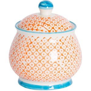 Nicola Spring Patterned Sugar Bowl with Lid - Navy - Kitchen Storage Jar Sugar Pot in Orange Orange Nicola Spring Patterned Sugar Bowl with Lid - Navy - Kitchen Storage Jar Sugar Pot in Orange Orange