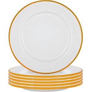 Argon Tableware 25.5cm White Enamel Dinner Plates - Set of 12 in Yellow Yellow Argon Tableware 25.5cm White Enamel Dinner Plates - Set of 12 in Yellow Yellow