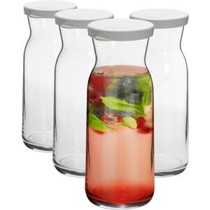 Argon Tableware Brocca Glass Carafes with Silicone Lids - 700ml - Pack of 4 in Clear Clear Argon Tableware Brocca Glass Carafes with Silicone Lids - 700ml - Pack of 4 in Clear Clear