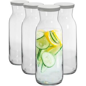 Argon Tableware Brocca Glass Carafes with Silicone Lids - 1.2 Litre - Pack of 4 in Clear Clear Argon Tableware Brocca Glass Carafes with Silicone Lids - 1.2 Litre - Pack of 4 in Clear Clear