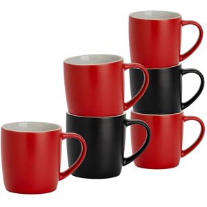 Argon Tableware 6x Matt Coloured Coffee Mugs - 350ml - Black/Red - Durable Stoneware Tea Cup Multicolor Argon Tableware 6x Matt Coloured Coffee Mugs - 350ml - Black/Red - Durable Stoneware Tea Cup Multicolor