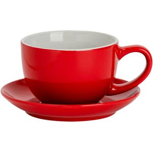 Argon Tableware 2pc Coloured Cappuccino Cup & Saucer Set - 250ml - Durable Stoneware Tea Cup in Red Red Argon Tableware 2pc Coloured Cappuccino Cup & Saucer Set - 250ml - Durable Stoneware Tea Cup in Red Red