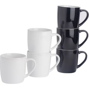 Argon Tableware 6x Coloured Coffee Mugs - 350ml - Black/White - Durable Stoneware Latte Tea Cup Multicolor Argon Tableware 6x Coloured Coffee Mugs - 350ml - Black/White - Durable Stoneware Latte Tea Cup Multicolor