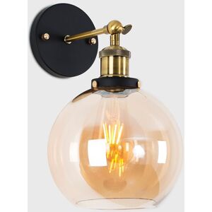 ValueLights Sheridan Pair of Industrial Clear Glass Bowl Gold Trim Black Wall Lights & LED Bulbs in Orange Orange ValueLights Sheridan Pair of Industrial Clear Glass Bowl Gold Trim Black Wall Lights & LED Bulbs in Orange Orange