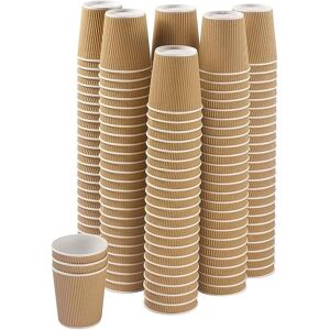 KAV Disposable Cups for Tea, Cappuccino, Beverages - 8 oz Triple Layered Kraft Ripple Insulated Takeaway Paper Cups in Brown Size: Large Brown Large KAV Disposable Cups for Tea, Cappuccino, Beverages - 8 oz Triple Layered Kraft Ripple Insulated Takeaway Paper Cups in Brown Size: Large Brown Large