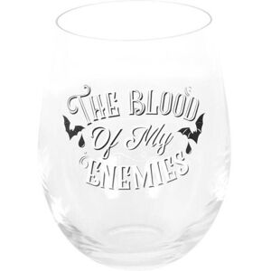 KDMD Blood Of My Enemies Stemless Wine Glass in White White KDMD Blood Of My Enemies Stemless Wine Glass in White White