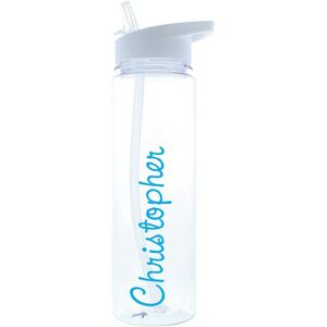 Personalised Memento Company Men's Personalised Blue Name Water Bottle in Clear Clear Personalised Memento Company Men's Personalised Blue Name Water Bottle in Clear Clear