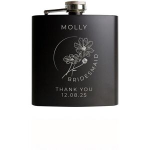 Personalised Memento Company Women's Personalised Monochrome Floral Wedding Party Black Hip Flask Black Personalised Memento Company Women's Personalised Monochrome Floral Wedding Party Black Hip Flask Black