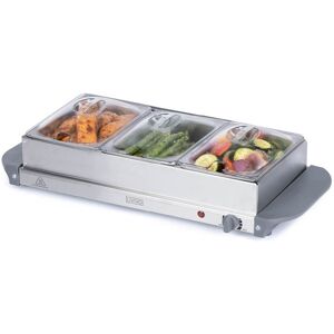 LIVIVO Buffet Server & Plate Warmer 3 Tray Food Warmer with Adjustable Temperature & Lids for Parties in Metallic Silver Metallic Silver LIVIVO Buffet Server & Plate Warmer 3 Tray Food Warmer with Adjustable Temperature & Lids for Parties in Metallic Silver Metallic Silver