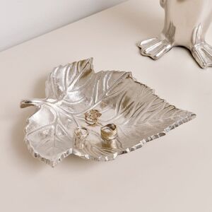 Melody Maison Shiny Silver Leaf Trinket Tray Dish Silver Melody Maison Shiny Silver Leaf Trinket Tray Dish Silver