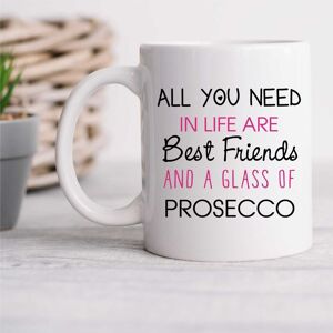 60 SECOND MAKEOVER All You Need In Life Are Best Friends & A Glass Of Prosecco Mug in White White 60 SECOND MAKEOVER All You Need In Life Are Best Friends & A Glass Of Prosecco Mug in White White