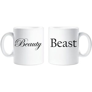 60 SECOND MAKEOVER Beauty & Beast Couples Mug Set in White White 60 SECOND MAKEOVER Beauty & Beast Couples Mug Set in White White