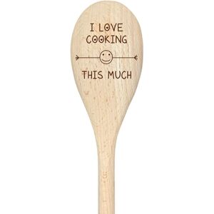 60 SECOND MAKEOVER I Love Cooking This Much Spoon Funny Wooden Spoon in Beige Beige 60 SECOND MAKEOVER I Love Cooking This Much Spoon Funny Wooden Spoon in Beige Beige