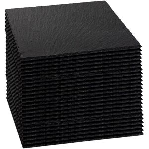 Argon Tableware Square Slate Placemats - 33cm - 24x Large Natural Black Stone Dining Table Dinner Serving Board Platter Place Mats Sets Black Argon Tableware Square Slate Placemats - 33cm - 24x Large Natural Black Stone Dining Table Dinner Serving Board Platter Place Mats Sets Black