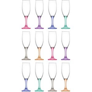 LAV 190ml Misket Glass Champagne Flutes - Coloured Stem - Pack of 12 Size: 12 Pack Multicolor 12 Pack LAV 190ml Misket Glass Champagne Flutes - Coloured Stem - Pack of 12 Size: 12 Pack Multicolor 12 Pack