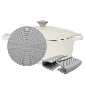 Argon Tableware Oval Cast Iron Casserole Dish with Cookware Self Basting Lid - 4.68L in Off-White Off-White Argon Tableware Oval Cast Iron Casserole Dish with Cookware Self Basting Lid - 4.68L in Off-White Off-White