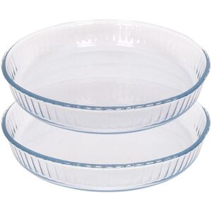 Argon Tableware Optical Round Glass Oven Dishes - 26cm x 26cm - 2x Small Baking Tray in Clear Size: 26 cm x 26 cm Clear 26 cm x 26 cm Argon Tableware Optical Round Glass Oven Dishes - 26cm x 26cm - 2x Small Baking Tray in Clear Size: 26 cm x 26 cm Clear 26 cm x 26 cm