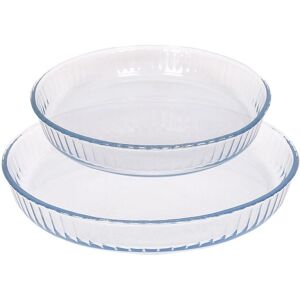 Argon Tableware Optical Round Glass Oven Dish Set - 2 Sizes - 2pc Deep Baking Tray in Clear Clear Argon Tableware Optical Round Glass Oven Dish Set - 2 Sizes - 2pc Deep Baking Tray in Clear Clear