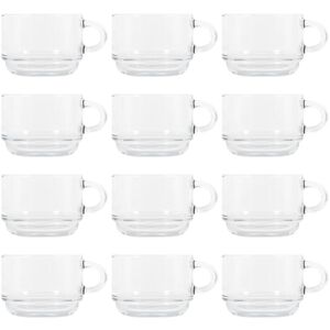 LAV Cozy Stacking Glass Coffee Cups - 270ml - Pack of 12 in Clear Clear LAV Cozy Stacking Glass Coffee Cups - 270ml - Pack of 12 in Clear Clear
