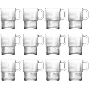 LAV Helen Stacking Glass Coffee Cups - 270ml - Pack of 12 in Clear Clear LAV Helen Stacking Glass Coffee Cups - 270ml - Pack of 12 in Clear Clear