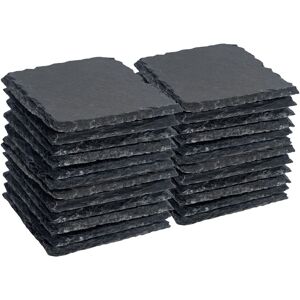 Argon Tableware 10cm Square Slate Coasters - Set of 24 Natural Stone Drinks Coasters in Black Black Argon Tableware 10cm Square Slate Coasters - Set of 24 Natural Stone Drinks Coasters in Black Black