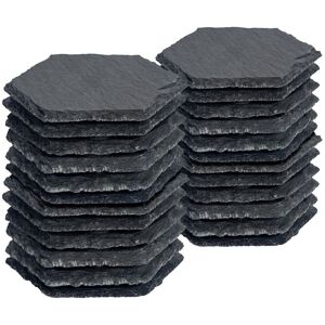Argon Tableware Hexagon Slate Coasters - 9.5cm - 24x Natural Black Stone Home Kitchen Drink Coffee Cup Glass Holder Table Mat Placemats Black Argon Tableware Hexagon Slate Coasters - 9.5cm - 24x Natural Black Stone Home Kitchen Drink Coffee Cup Glass Holder Table Mat Placemats Black