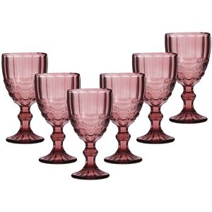 Dibor Set of 6 Vintage Luxury Rose Quartz Drinking Glass Wine Goblets Festive Christmas Decor Glassware 350ml in Pink Size: 6 Pack Pink 6 Pack Dibor Set of 6 Vintage Luxury Rose Quartz Drinking Glass Wine Goblets Festive Christmas Decor Glassware 350ml in Pink Size: 6 Pack Pink 6 Pack