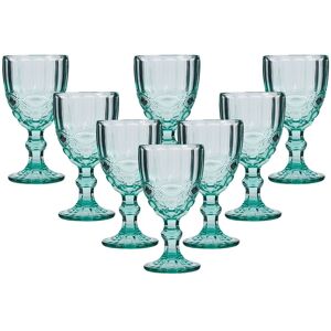 Dibor Set of 8 Vintage Luxury Turquoise Drinking Glass Wine Goblets Festive Christmas Decor Glassware 350ml in Green Size: 8 Pack Green 8 Pack Dibor Set of 8 Vintage Luxury Turquoise Drinking Glass Wine Goblets Festive Christmas Decor Glassware 350ml in Green Size: 8 Pack Green 8 Pack