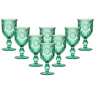 Dibor Set of 8 Vintage Luxury Turquoise Embossed Drinking Glass Wine Goblets Festive Christmas Decor Glassware 290ml in Green Size: 8 Pack Green 8 Pack Dibor Set of 8 Vintage Luxury Turquoise Embossed Drinking Glass Wine Goblets Festive Christmas Decor Glassware 290ml in Green Size: 8 Pack Green 8 Pack