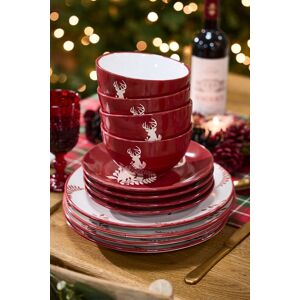 Dibor 24 Piece Red Plates & Bowls Reindeer Christmas Dinner Set 8 Person Christmas Crockery Set Size: 24 Pack Red 24 Pack Dibor 24 Piece Red Plates & Bowls Reindeer Christmas Dinner Set 8 Person Christmas Crockery Set Size: 24 Pack Red 24 Pack