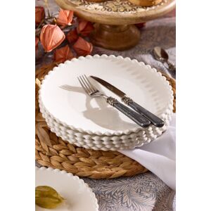 Dibor Set of 4 Luxury Auvergne Beaded White Christmas Dinner Plates Dia 25cm Size: 4 Pack White 4 Pack Dibor Set of 4 Luxury Auvergne Beaded White Christmas Dinner Plates Dia 25cm Size: 4 Pack White 4 Pack