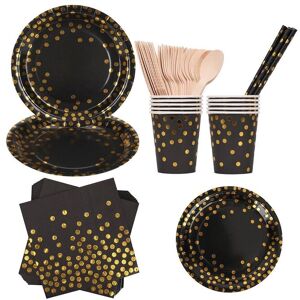 Neel Blue 80PCS Dinnerware Set - Party Supplies Paper Tableware in Black Black Neel Blue 80PCS Dinnerware Set - Party Supplies Paper Tableware in Black Black