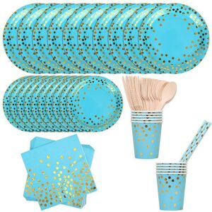 Neel Blue 80PCS Dinnerware Set - Party Supplies Paper Tableware in Baby Blue Baby Blue Neel Blue 80PCS Dinnerware Set - Party Supplies Paper Tableware in Baby Blue Baby Blue