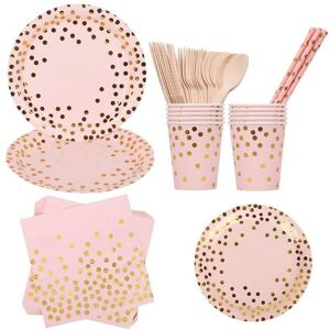 Neel Blue 80PCS Dinnerware Set - Party Supplies Paper Tableware in Pink Pink Neel Blue 80PCS Dinnerware Set - Party Supplies Paper Tableware in Pink Pink