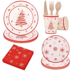 Neel Blue Christmas 112pcs Disposable Tableware Set Xmas Themed Dinnerware set in Red Red Neel Blue Christmas 112pcs Disposable Tableware Set Xmas Themed Dinnerware set in Red Red