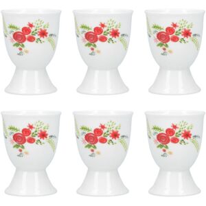 KitchenCraft Set Of 6 Floral Egg Cups in White White KitchenCraft Set Of 6 Floral Egg Cups in White White