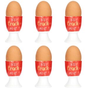 KitchenCraft Set Of 6 'You Crack Me Up' Egg Cups in Red Red KitchenCraft Set Of 6 'You Crack Me Up' Egg Cups in Red Red