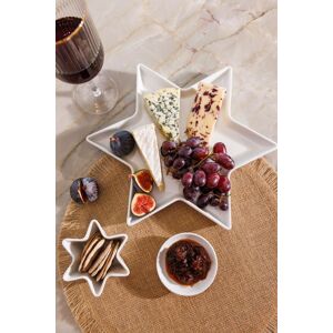 Mikasa Chalk Star Porcelain Serving Platter, White, 30cm in White White Mikasa Chalk Star Porcelain Serving Platter, White, 30cm in White White