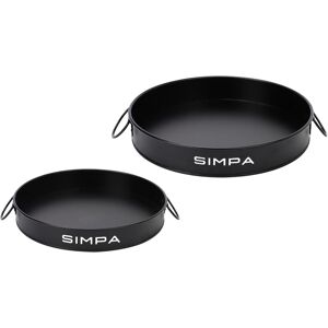 simpa Round 2PC Metal Colour Serving Trays Set with Handles in Black Black simpa Round 2PC Metal Colour Serving Trays Set with Handles in Black Black