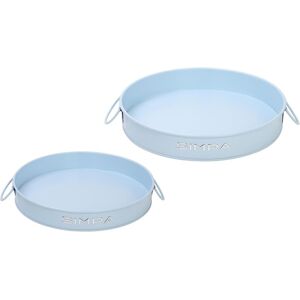 simpa Round 2PC Metal Colour Serving Trays Set with Handles in Blue Blue simpa Round 2PC Metal Colour Serving Trays Set with Handles in Blue Blue
